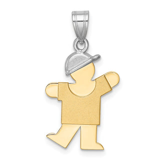 14k Yellow and White Gold Small Boy w/ Hat On Left Pendant XK204