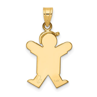 14k Yellow Gold Solid Boy w/Hat On Right Pendant XK205