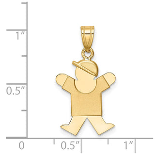 14k Yellow Gold Solid Boy w/Hat On Right Pendant XK205