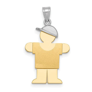 14k Yellow and White Gold Small Boy w/ Hat On Right Pendant XK206