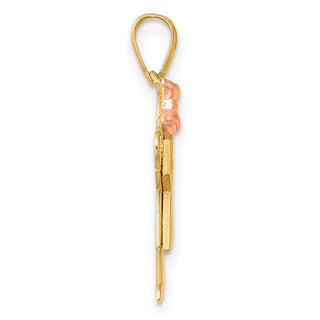 14k Yellow and Rose Gold Small Girl w/ Bow On Left Pendant XK213