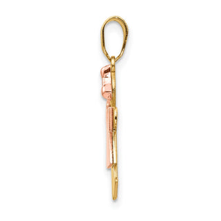 14k Yellow and Rose Gold Small Girl w/ Bow On Right Pendant XK214