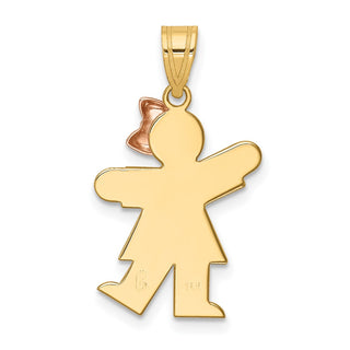 14k Yellow and Rose Gold Small Girl w/ Bow On Right Pendant XK214
