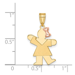 14k Yellow and Rose Gold Small Girl w/ Bow On Right Pendant XK214