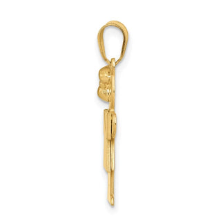 14k Yellow Gold Solid Girl w/Bow On Left Pendant XK216
