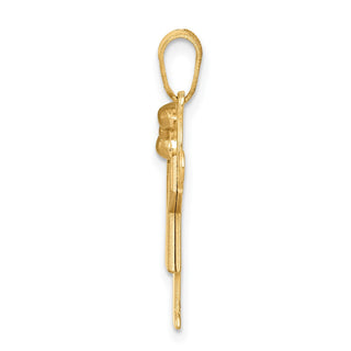 14k Yellow and Rose Gold Small Girl w/ Bow On Left Pendant XK217
