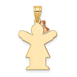 14k Yellow and Rose Gold Small Girl w/ Bow On Left Pendant XK217
