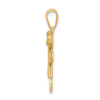 14k Yellow and Rose Gold Small Girl w/ Bow On Right Pendant XK218
