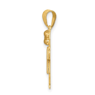 14k Yellow and Rose Gold Small Girl w/ Bow On Left Pendant XK220