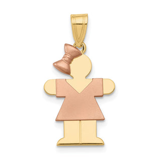 14k Yellow and Rose Gold Small Girl w/ Bow On Left Pendant XK220
