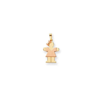 14k Yellow and Rose Gold Small Girl w/ Bow On Left Pendant XK220