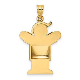 14k Yellow Gold Puffed Boy w/Hat On Right Pendant XK229