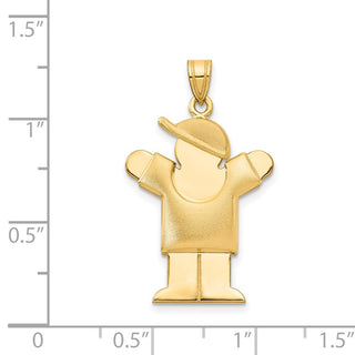 14k Yellow Gold Puffed Boy w/Hat On Right Pendant XK229