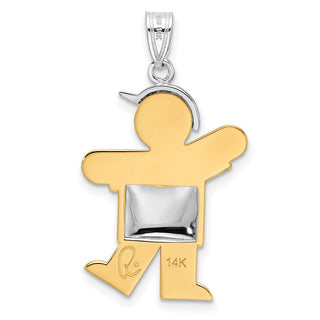 14k Yellow and White Gold Puffed Boy w/ Hat On Left Pendant XK230