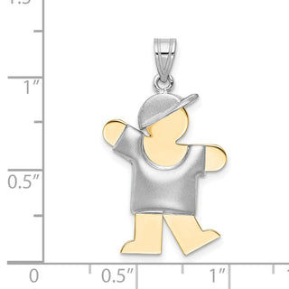 14k Yellow and White Gold Puffed Boy w/ Hat On Left Pendant XK230