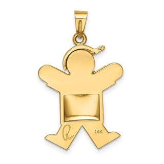 14k Yellow Gold Puffed Boy w/Hat On Right Pendant XK231