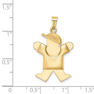 14k Yellow Gold Puffed Boy w/Hat On Right Pendant XK231