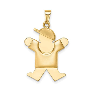 14k Yellow Gold Puffed Boy w/Hat On Right Pendant XK231