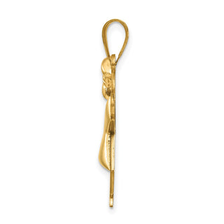 14k Yellow Gold Puffed Girl w/Bow On Left Pendant XK232