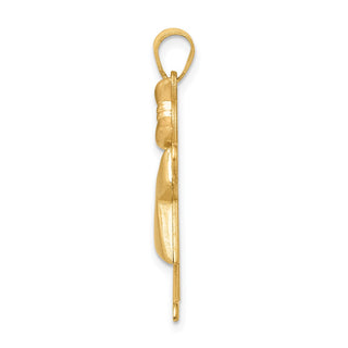 14k Yellow and Rose Gold Puffed Girl w/ Bow On Right Pendant XK233
