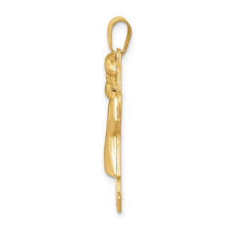14k Yellow Gold Puffed Girl w/Bow On Left Pendant XK234