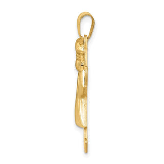 14k Yellow Gold Puffed Girl w/Bow On Left Pendant XK234