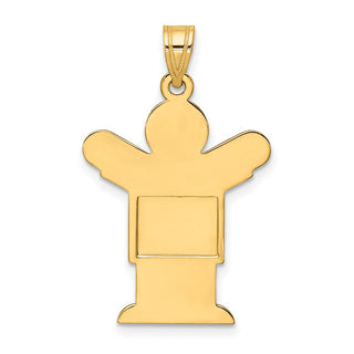 14k Yellow Gold Solid Satin Engravable Boy Pendant XK235