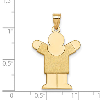 14k Yellow Gold Solid Satin Engravable Boy Pendant XK235