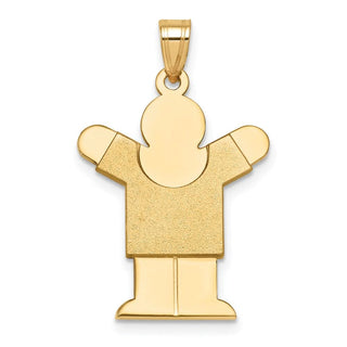 14k Yellow Gold Solid Satin Engravable Boy Pendant XK235
