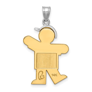14k Yellow and White Gold Large Boy w/ Hat On Left Pendant XK237
