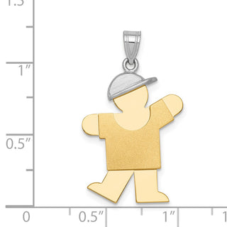 14k Yellow and White Gold Large Boy w/ Hat On Left Pendant XK237