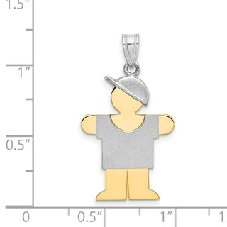 14k Yellow and White Gold Large Boy w/ Hat On Right Pendant XK239