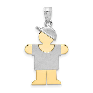 14k Yellow and White Gold Large Boy w/ Hat On Right Pendant XK239