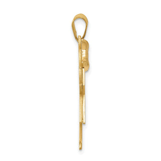 14k Yellow and Rose Gold Large Girl w/ Bow On Left Pendant XK241