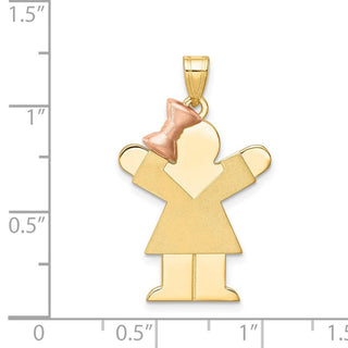14k Yellow and Rose Gold Large Girl w/ Bow On Left Pendant XK241