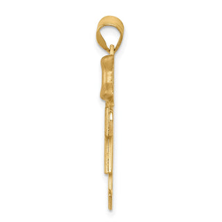 14k Yellow and Rose Gold Large Girl w/ Bow On Right Pendant XK242