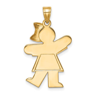 14k Yellow and Rose Gold Large Girl w/ Bow On Right Pendant XK242
