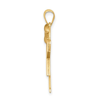 14k Yellow and Rose Gold Large Girl w/ Bow On Left Pendant XK245