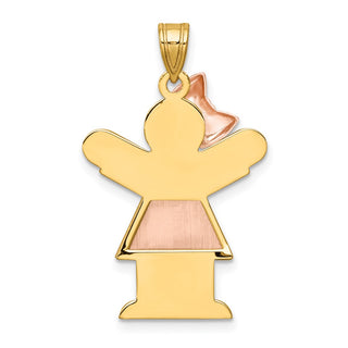 14k Yellow and Rose Gold Large Girl w/ Bow On Left Pendant XK245