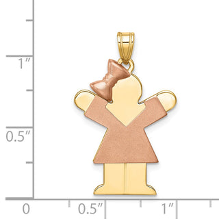 14k Yellow and Rose Gold Large Girl w/ Bow On Left Pendant XK245
