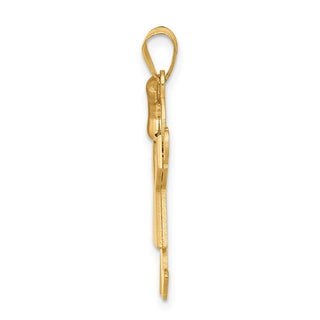 14k Yellow and Rose Gold Large Girl w/ Bow On Left Pendant XK247