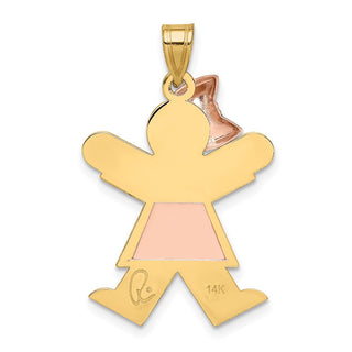 14k Yellow and Rose Gold Large Girl w/ Bow On Left Pendant XK247