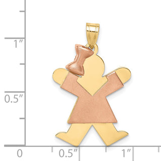 14k Yellow and Rose Gold Large Girl w/ Bow On Left Pendant XK247