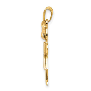 14k Yellow and Rose Gold Large Girl w/ Bow On Left Pendant XK248