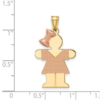 14k Yellow and Rose Gold Large Girl w/ Bow On Left Pendant XK248