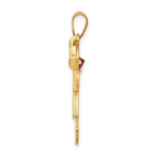 14k Yellow Gold Girl with CZ January Simulated Birthstone Pendant