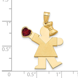 14k Yellow Gold Girl With CZ July Simulated Birthstone Pendant