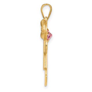 14k Yellow Gold Girl with CZ October Simulated Birthstone Pendant