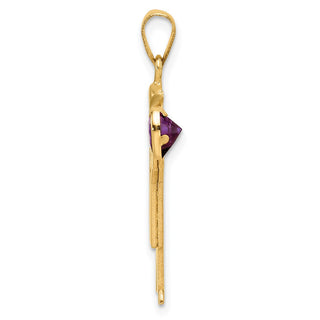 14k Yellow Gold Boy with CZ February Simulated Birthstone Pendant