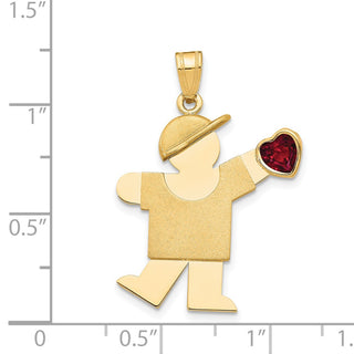 14k Yellow Gold Boy with CZ July Simulated Birthstone Pendant